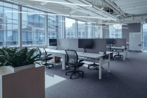 Office setup with desks 