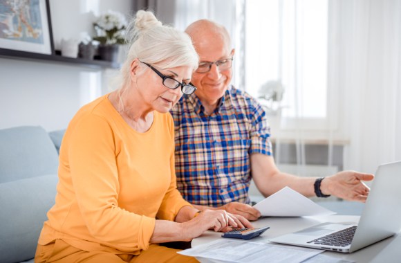 Senior couple doing taxes