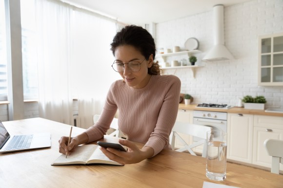 woman working on finances