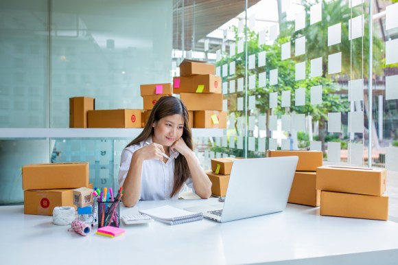 Young Asian woman running a small business.
