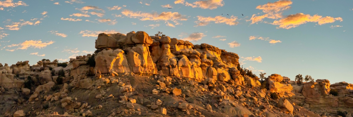 Sunrise on a Rocky Mesa in the New Mexico landscape.